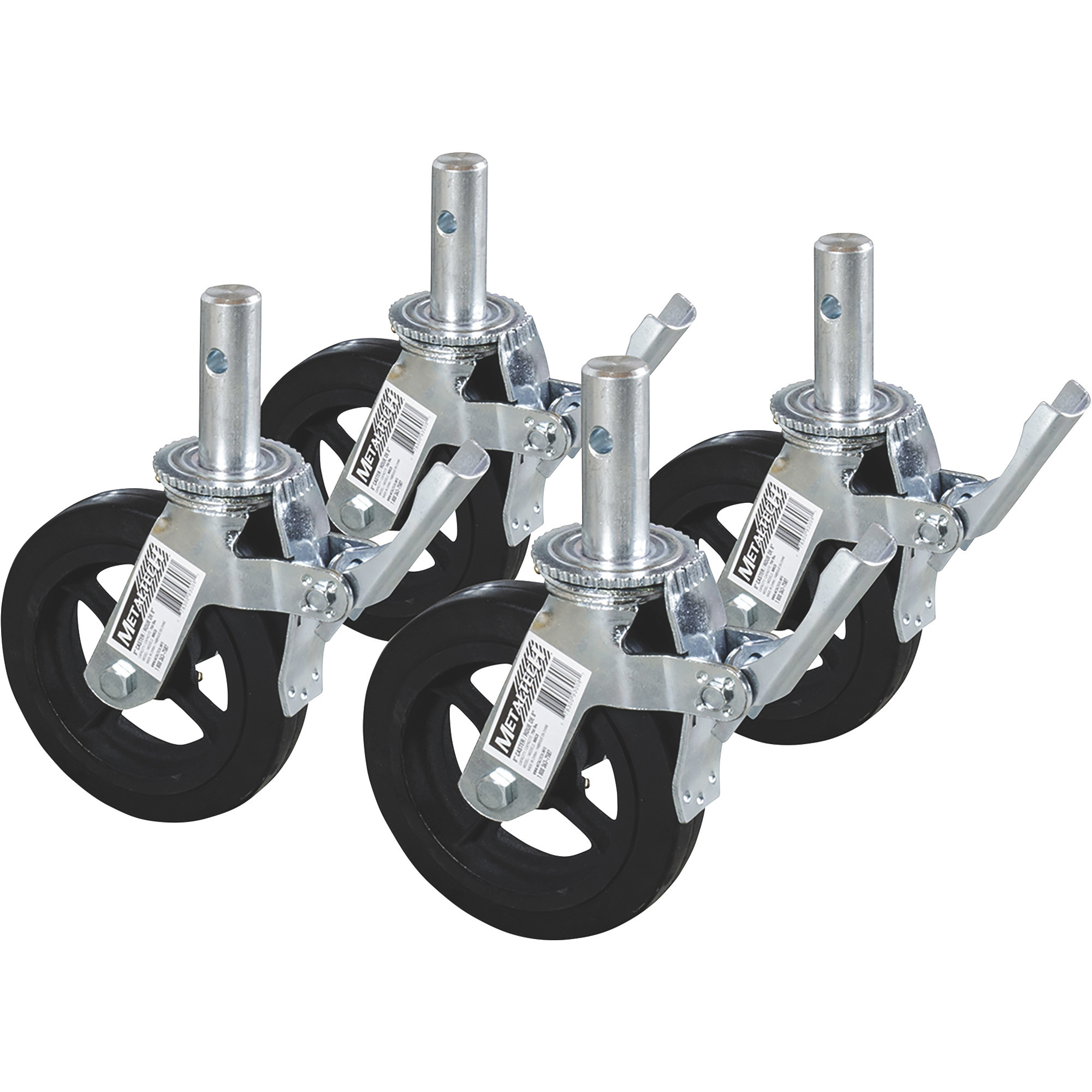 Metaltech Heavy-Duty 8in. Scaffold Caster with Foot Brake, 4-Pk., Model# M-MBC8K4